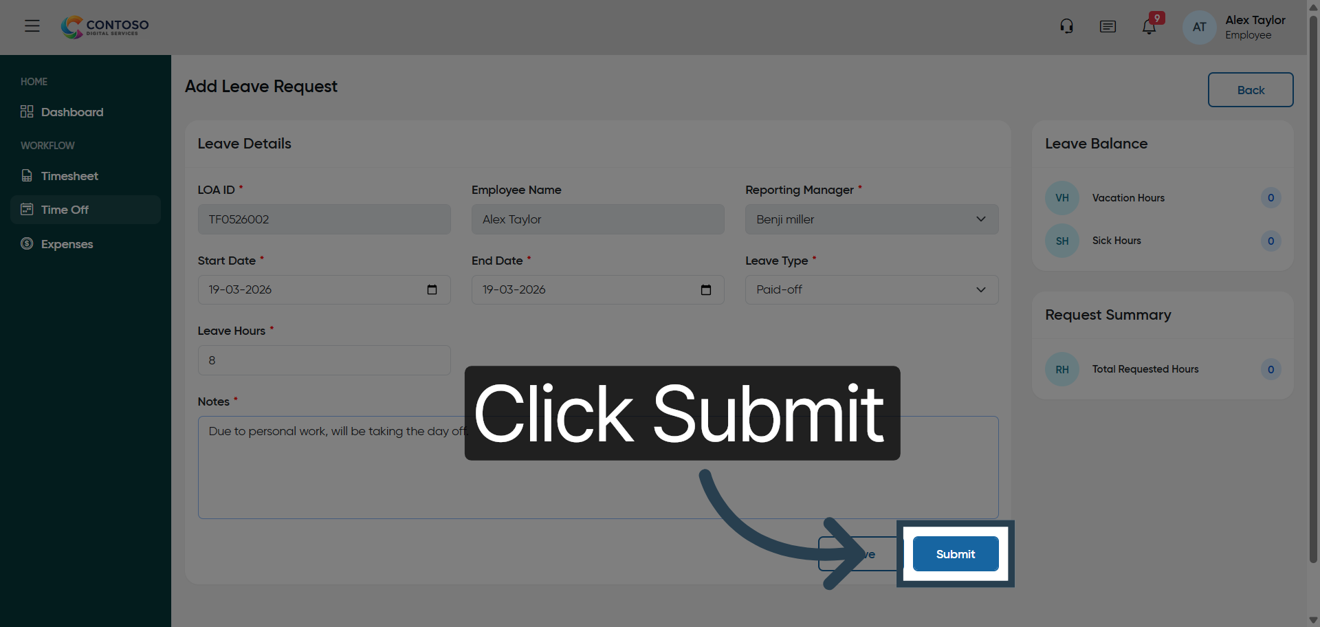 Submit Leave Request