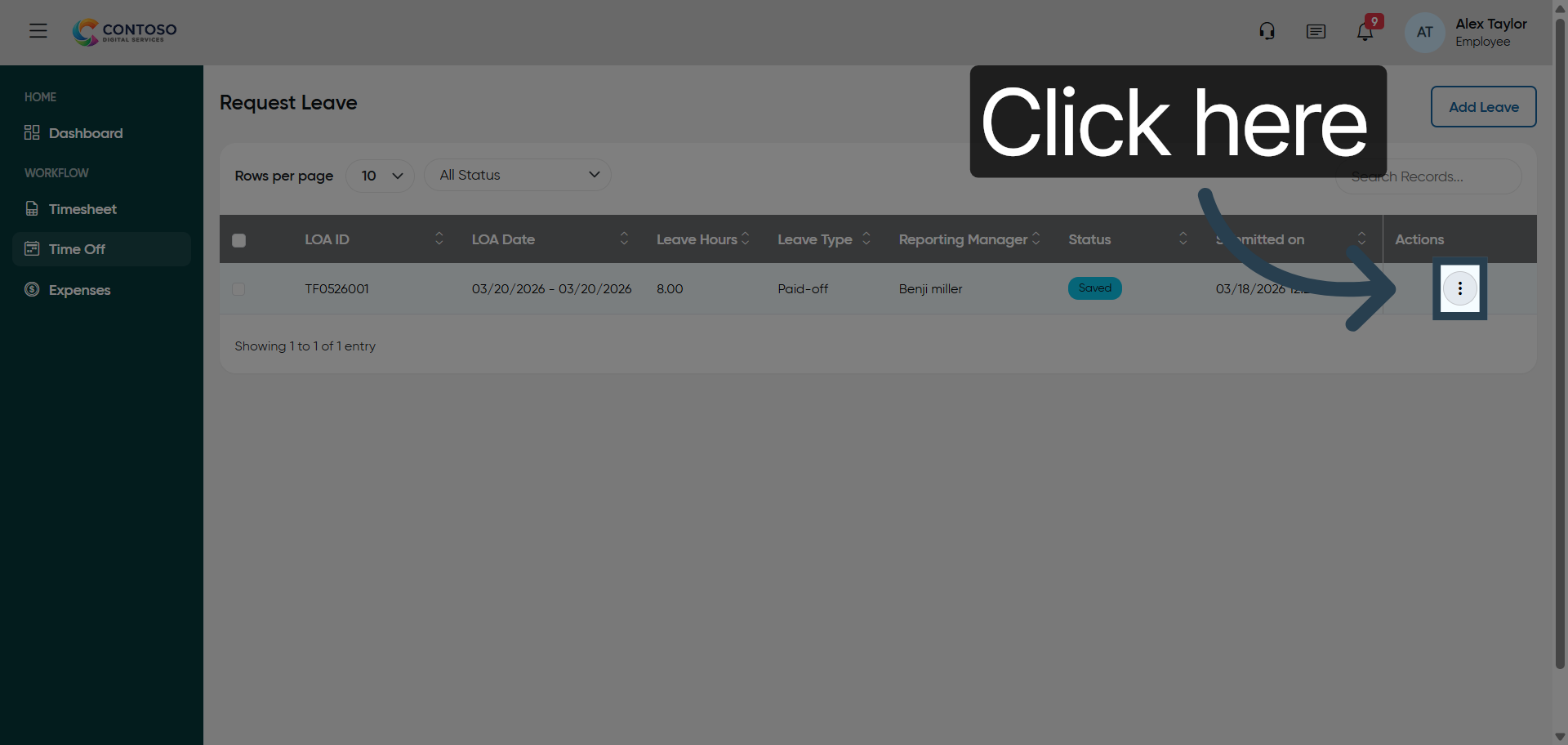Select Leave Request