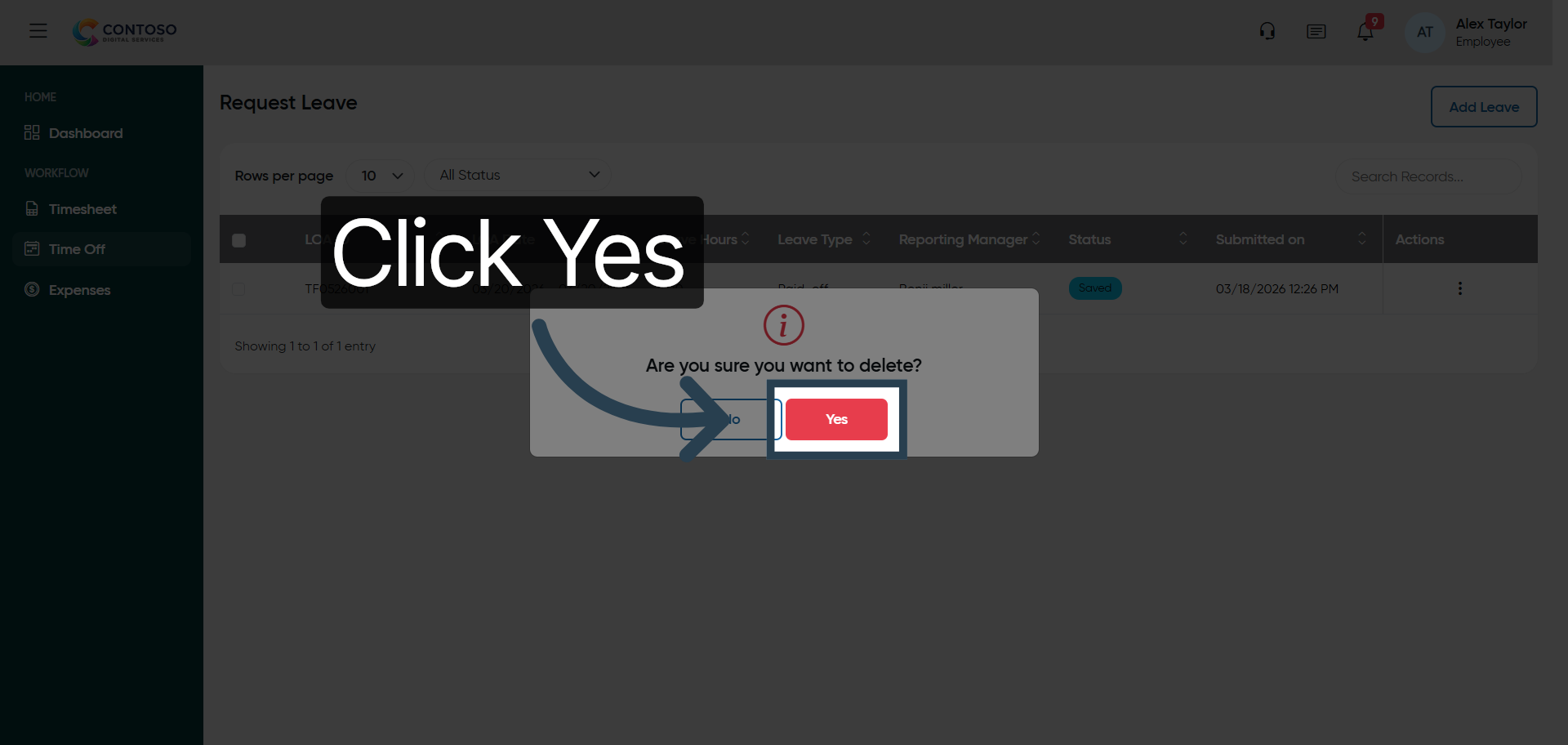 Confirm Leave Deletion
