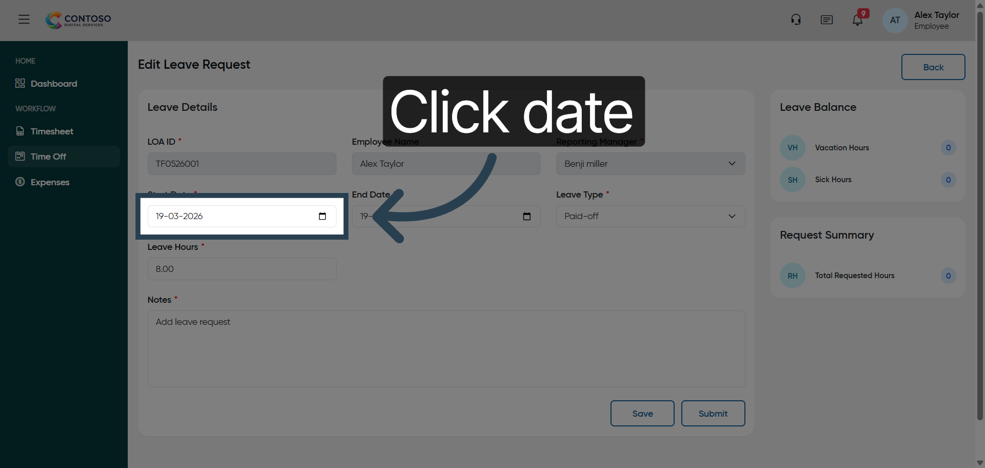 Select Current Leave Date