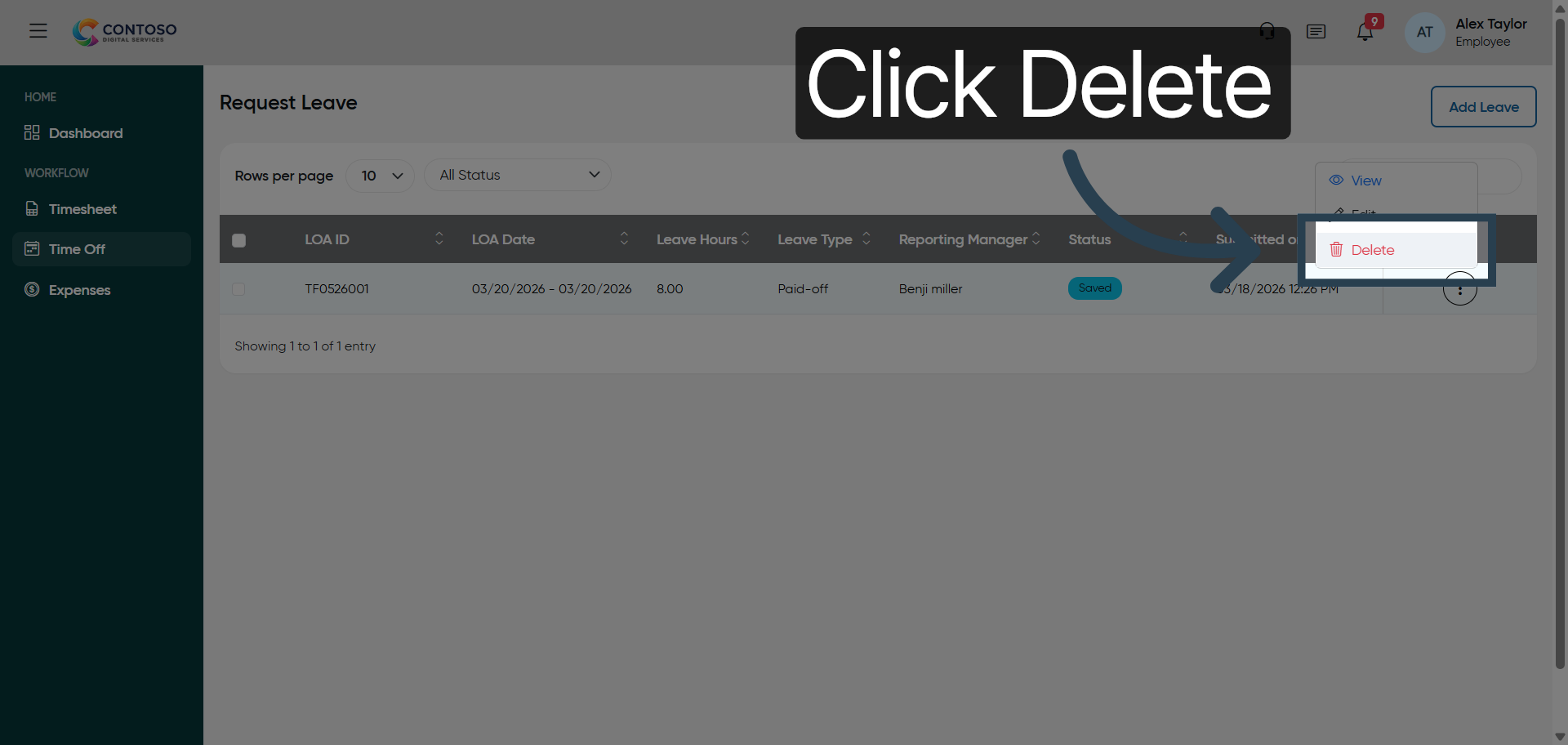 Delete Leave Request