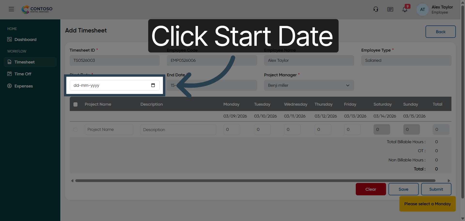 Select Start Date Field Once More