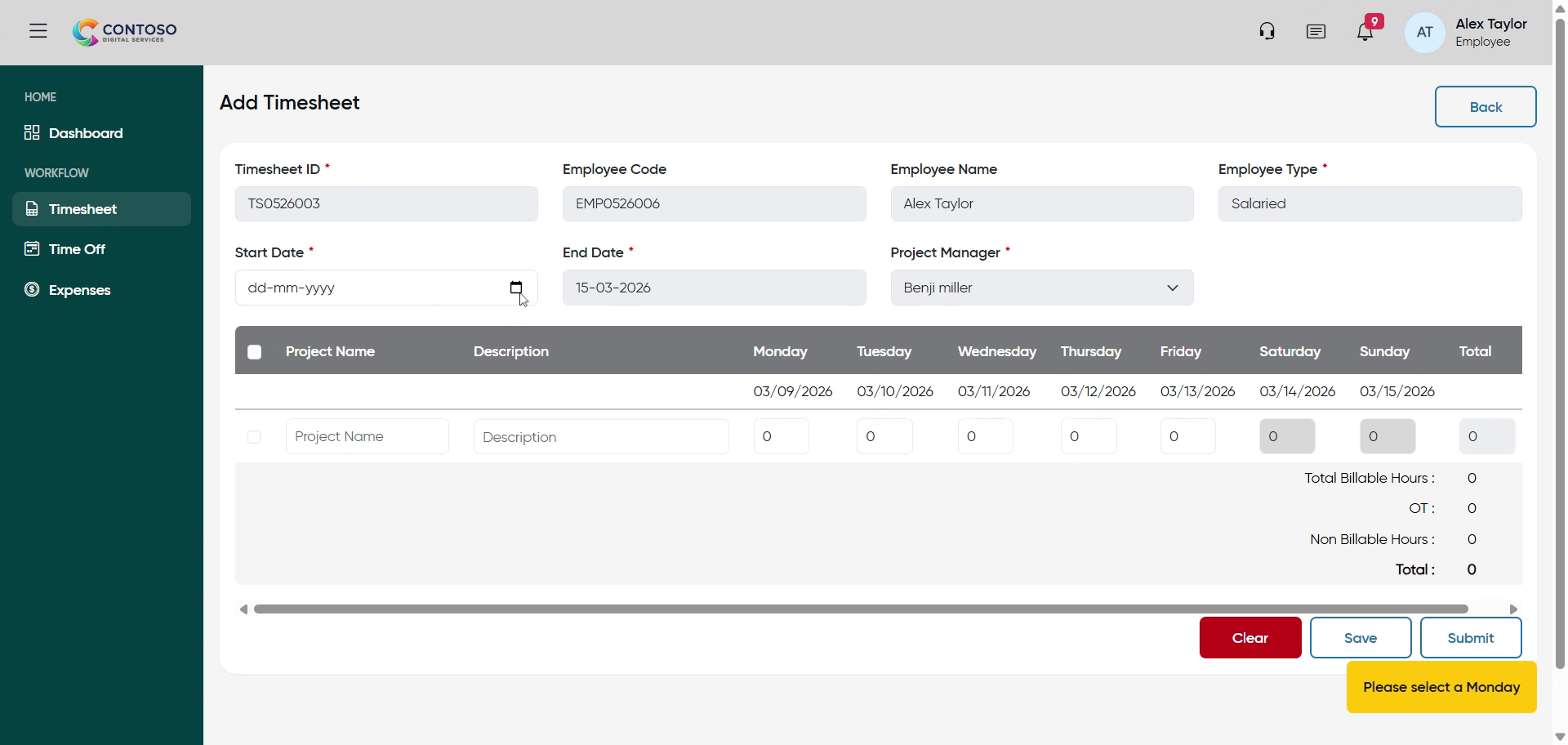 Enter Start Date Again