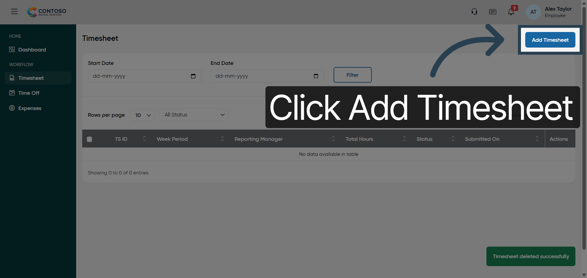 Add New Timesheet Entry