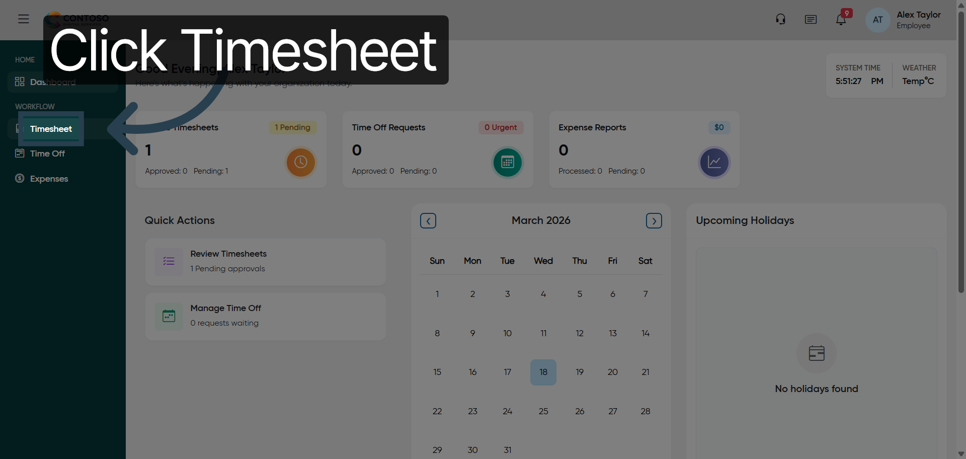 Access Timesheet Section
