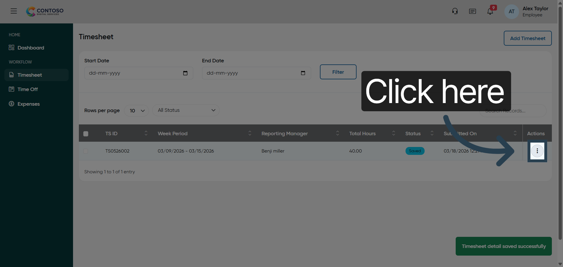 Access Timesheet Options