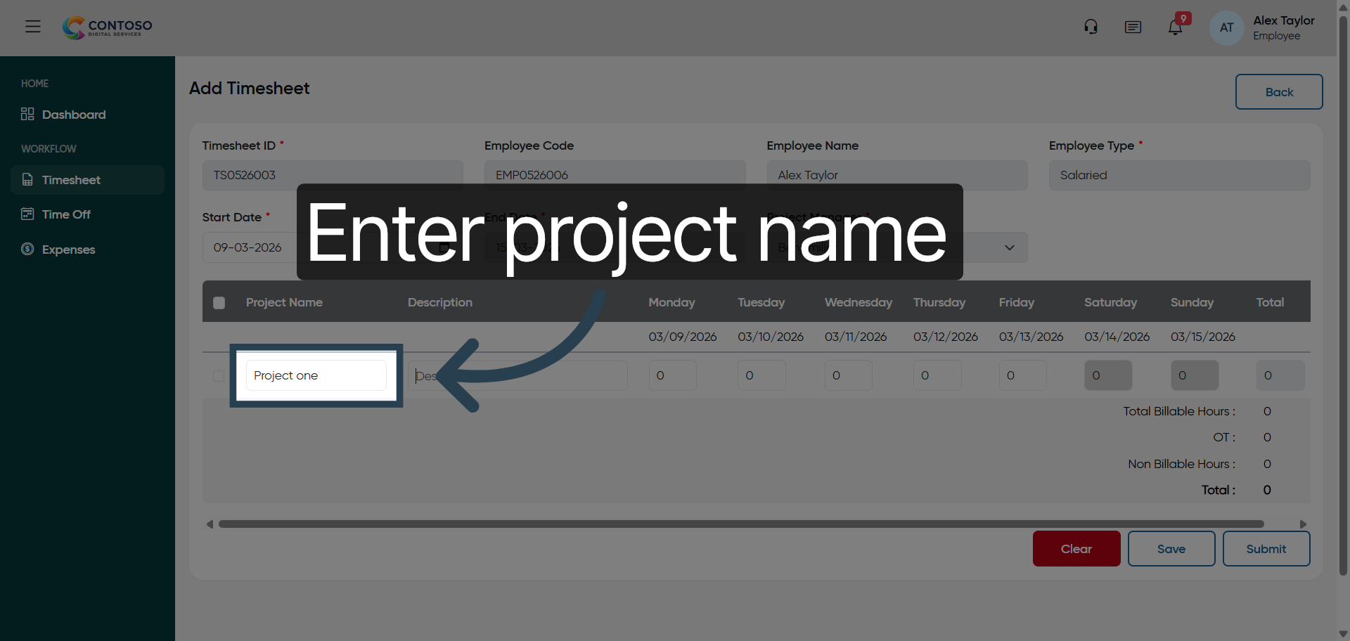 Complete Project Name Entry