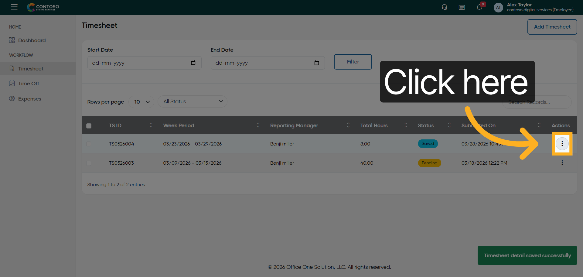 Access Timesheet Options