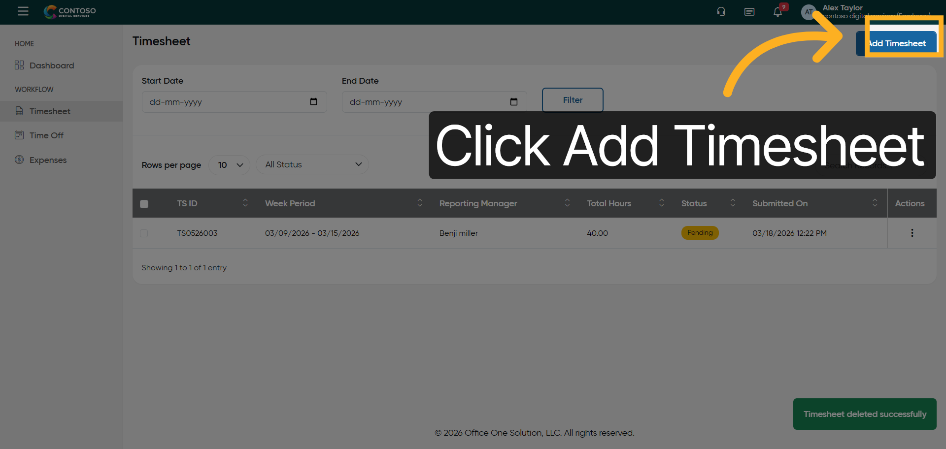 Add New Timesheet Entry