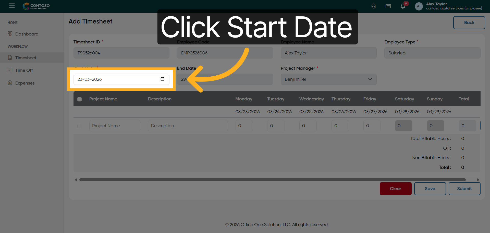 Select Start Date Field