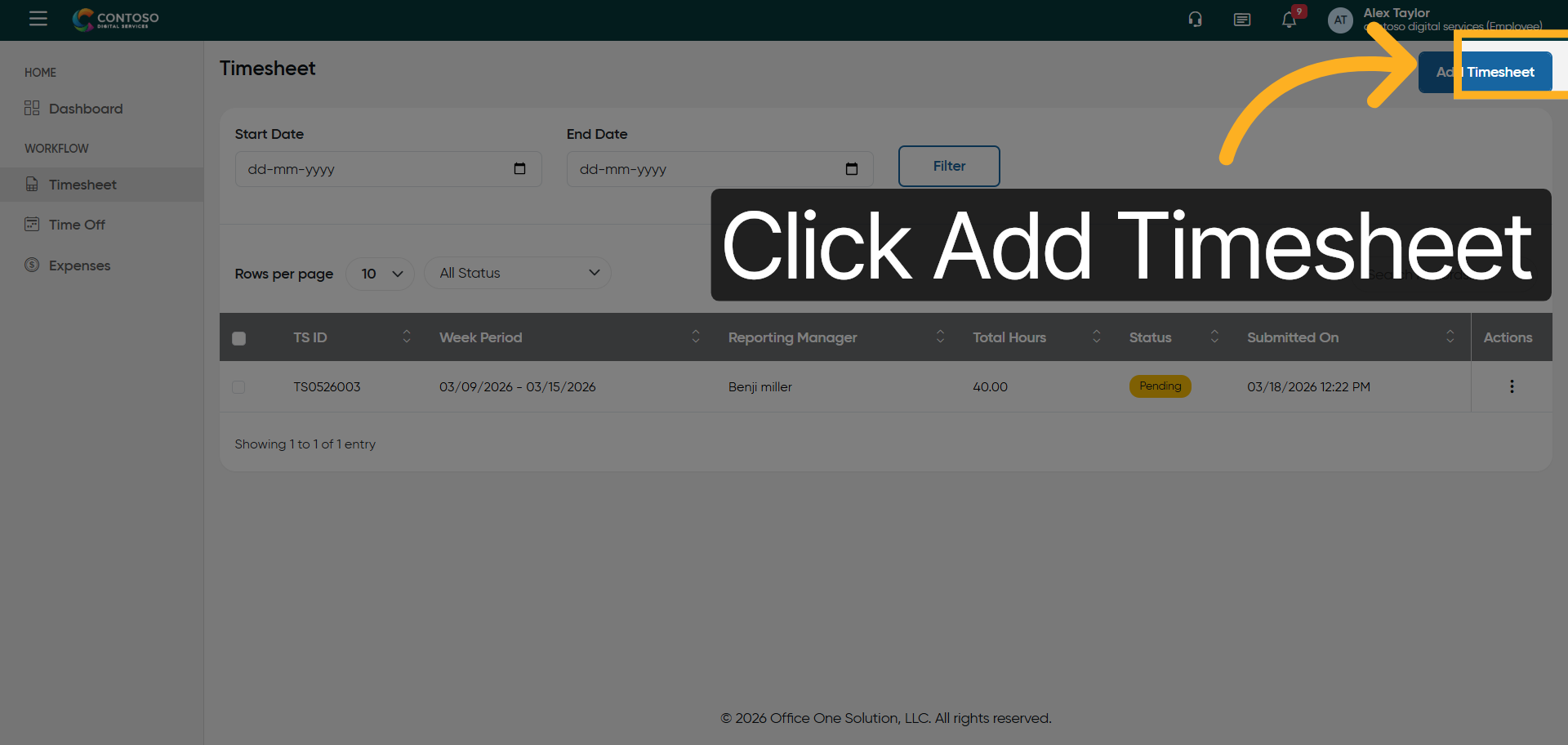 Open Add Timesheet Form