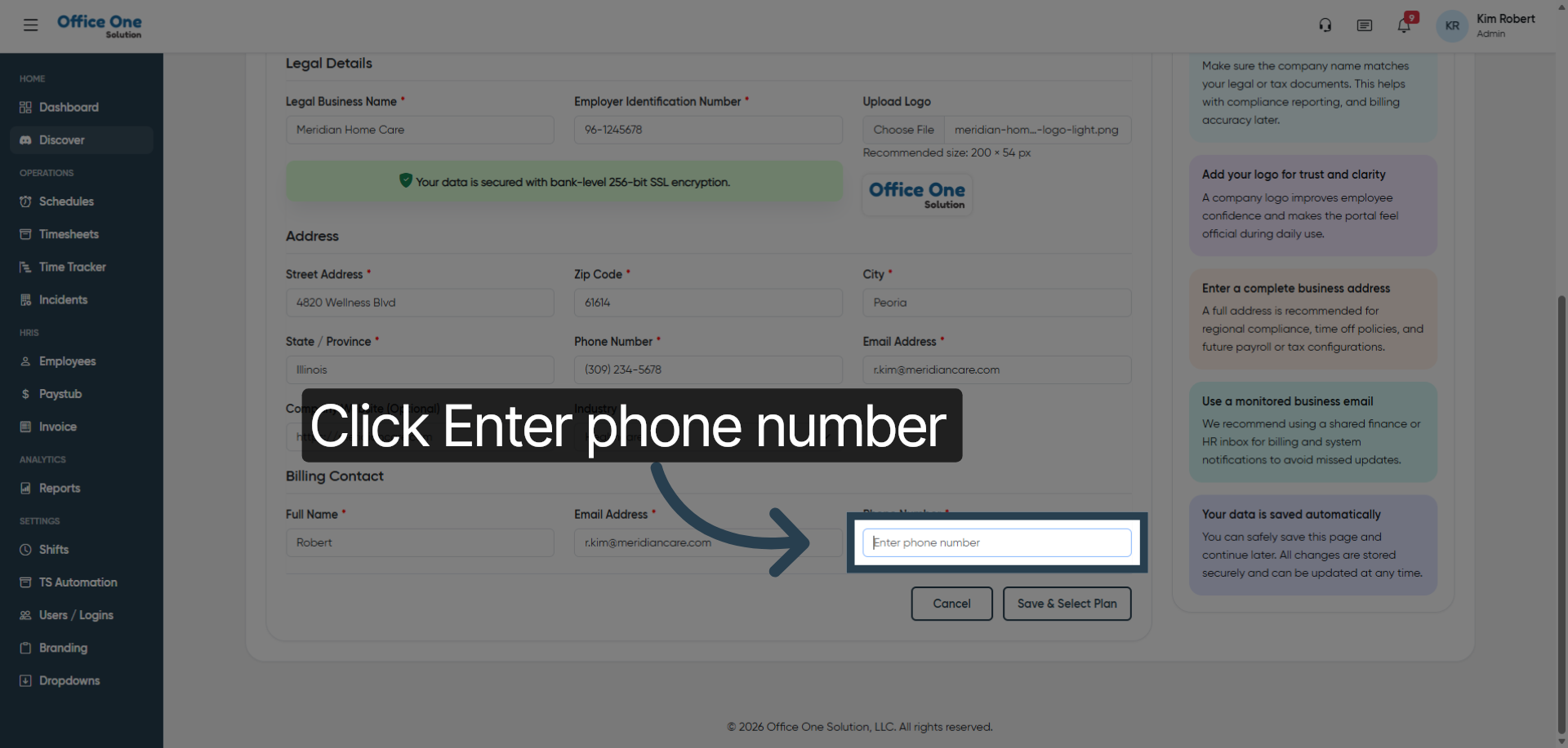 Activate Phone Number Field
