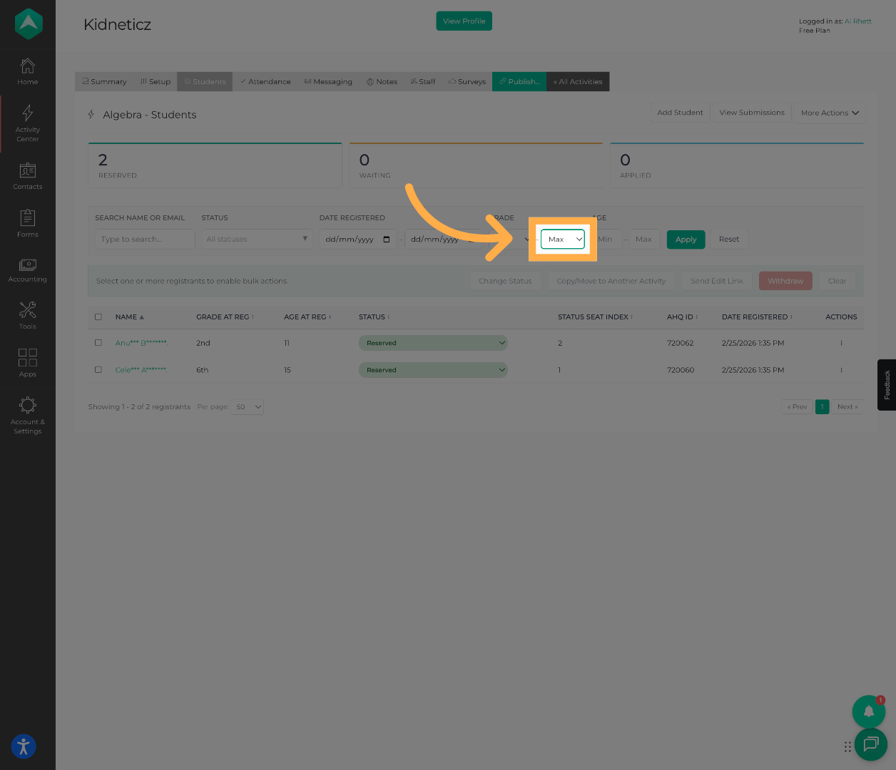 Set the Maximum Grade Filter