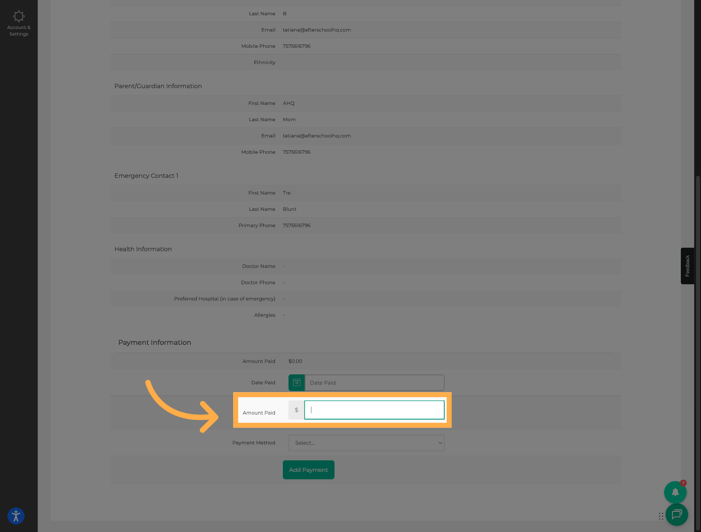 Enter the Payment Amount