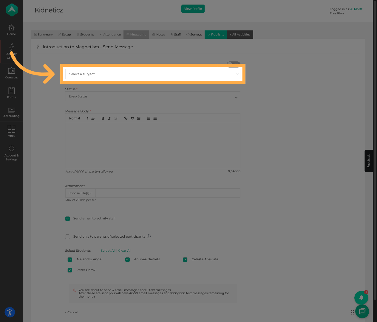 Add a Message Subject