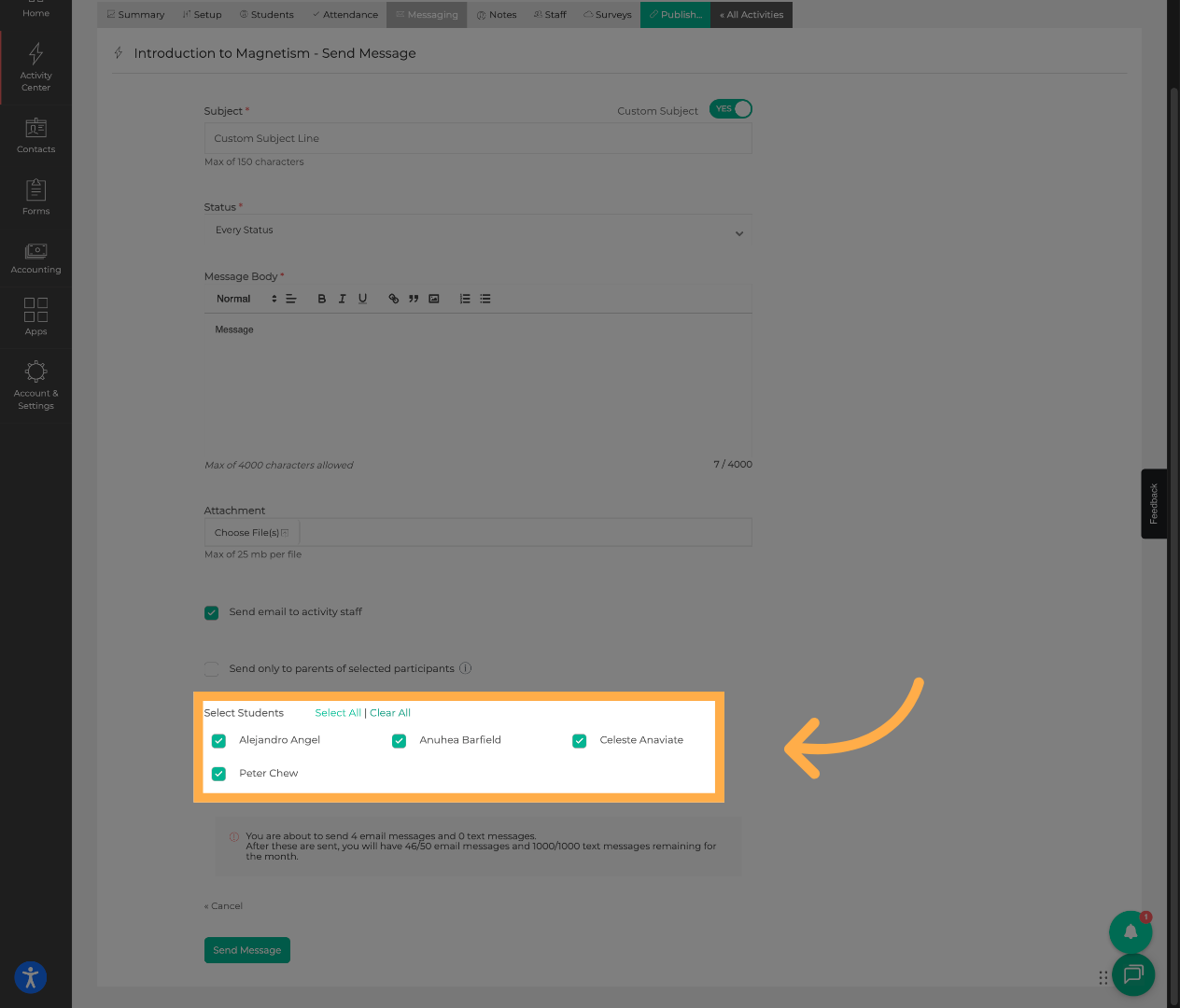 Select Message Recipients