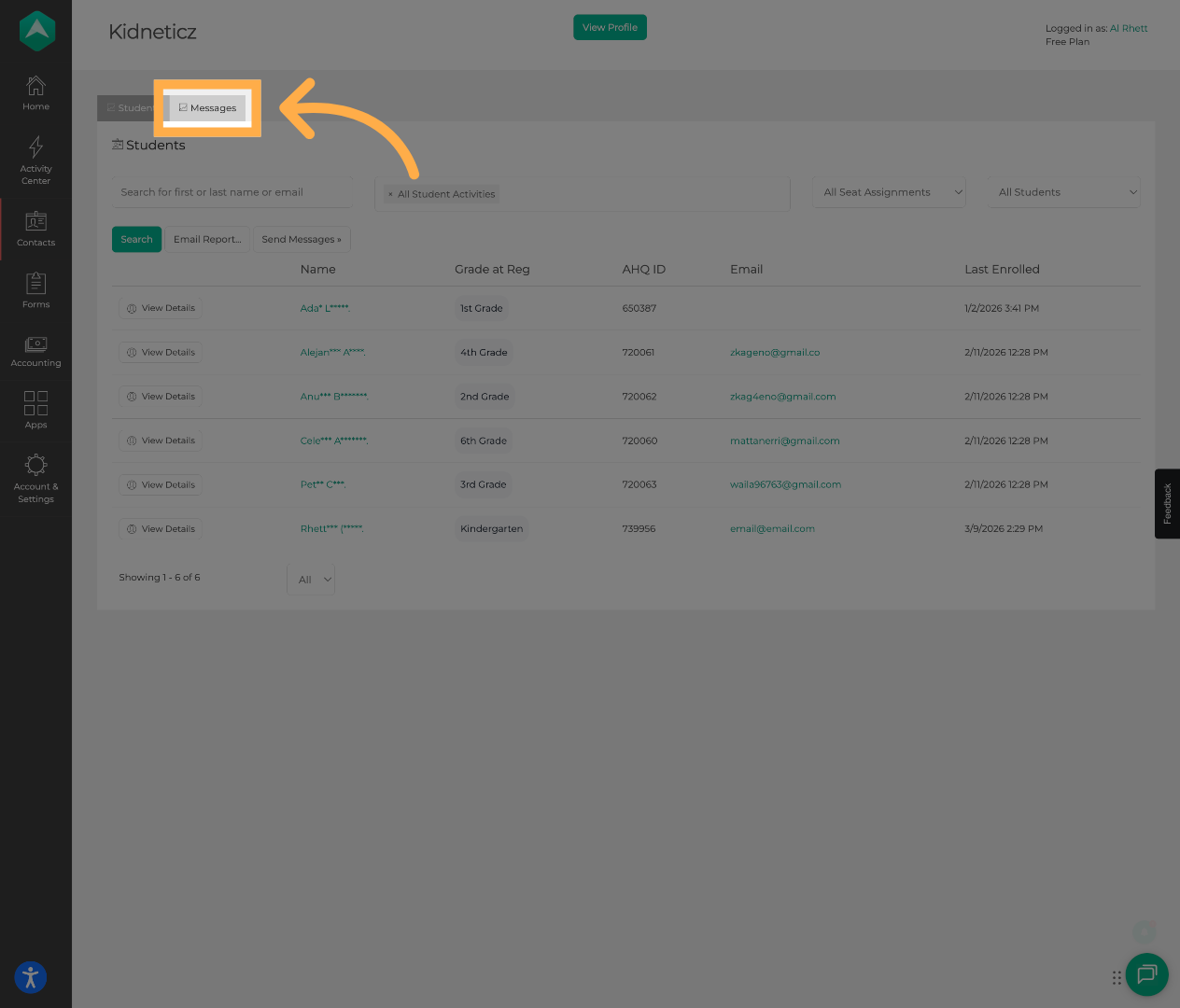 Open the Messages Tab