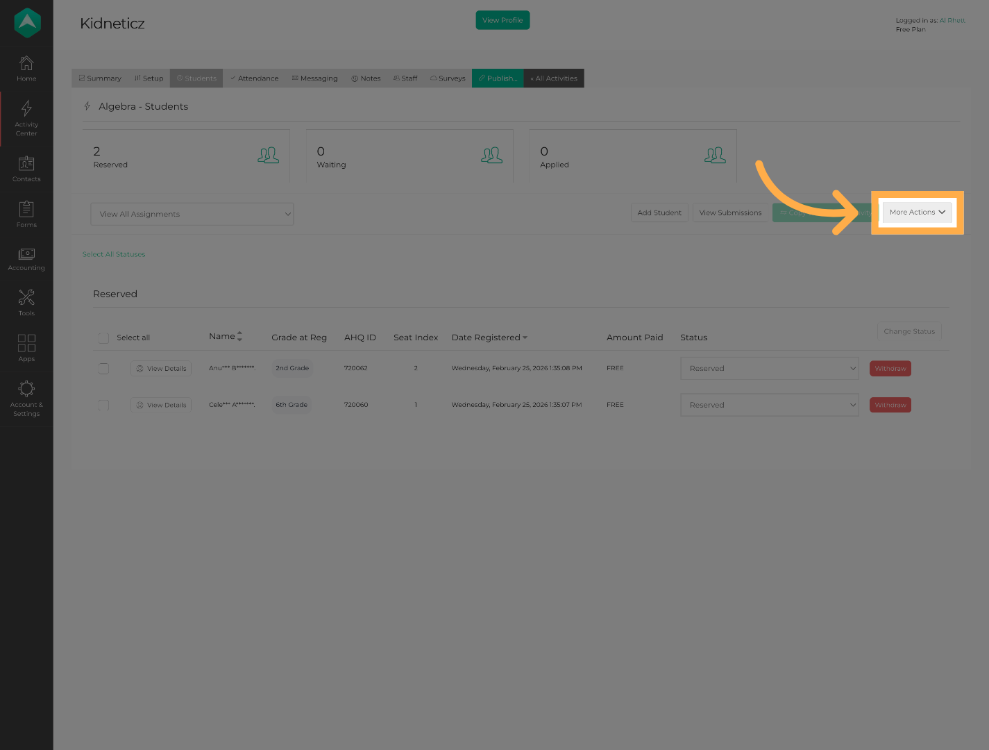 Open the More Actions Menu