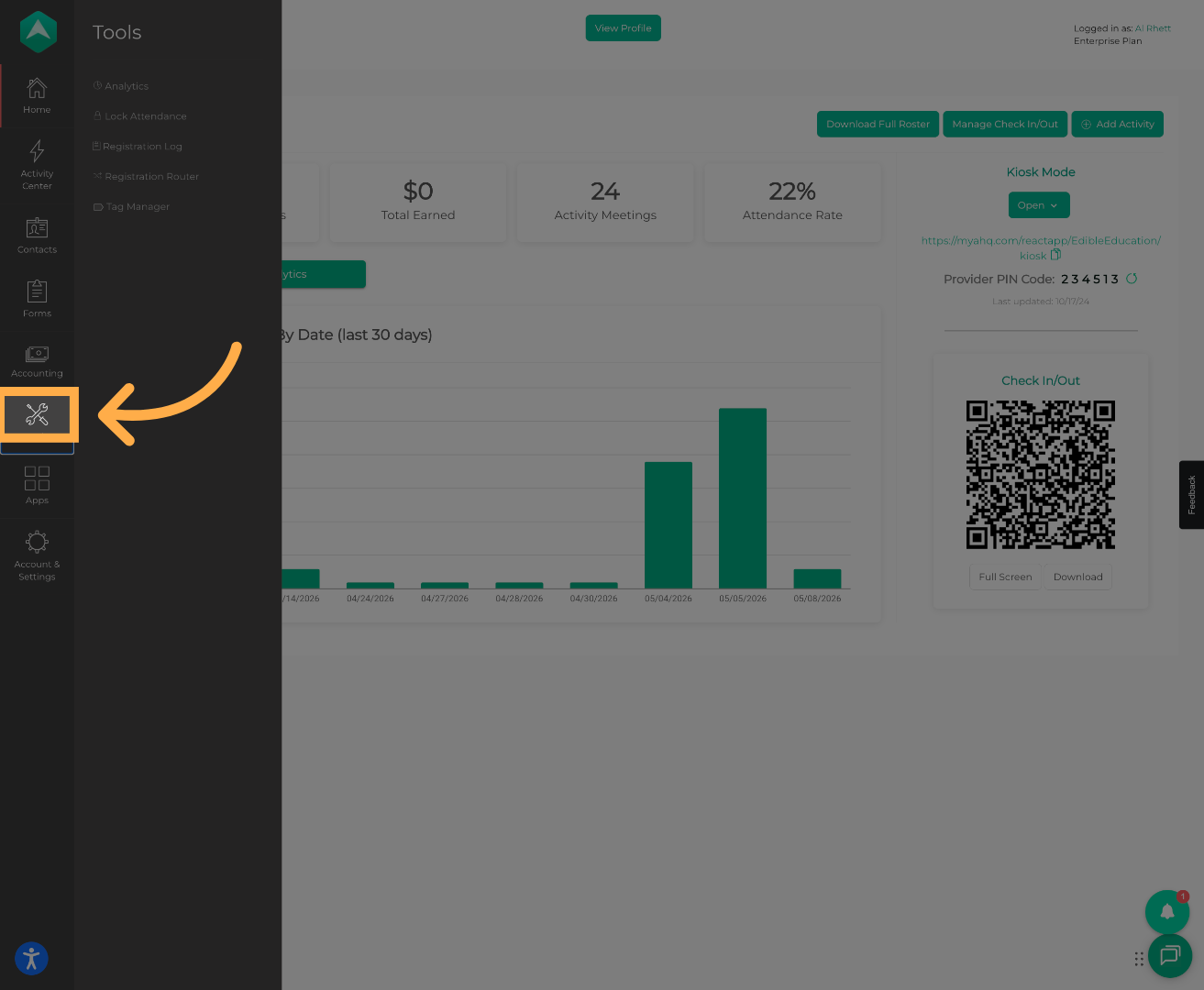 Navigate to Tools