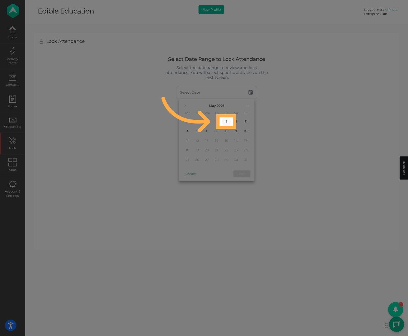 Select the Starting Date