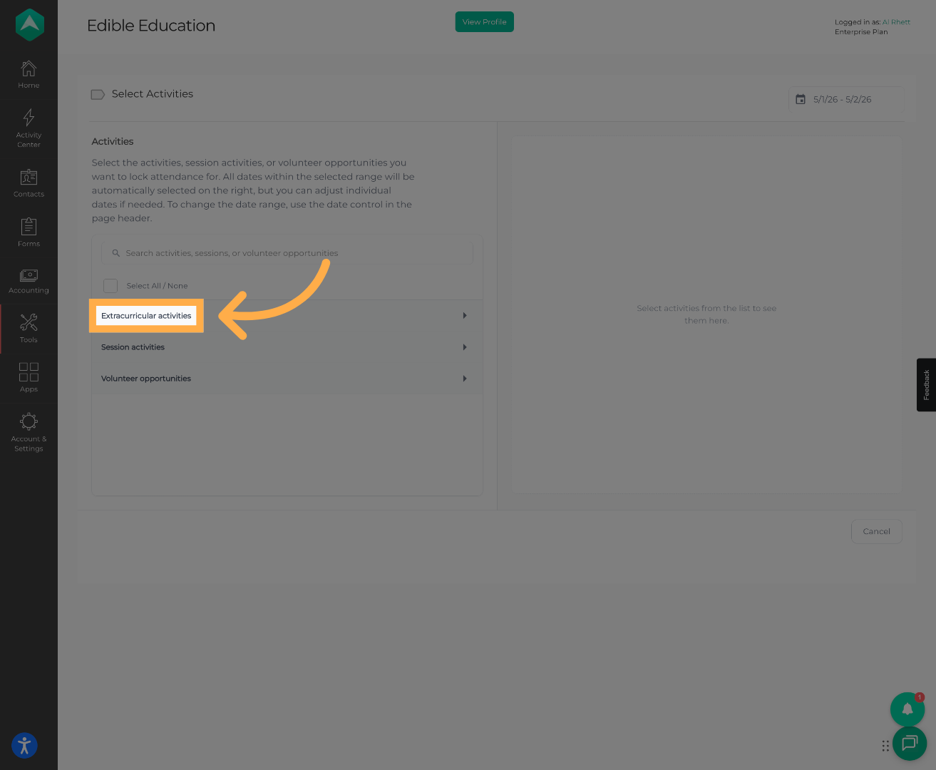 Filter Activities (Optional)