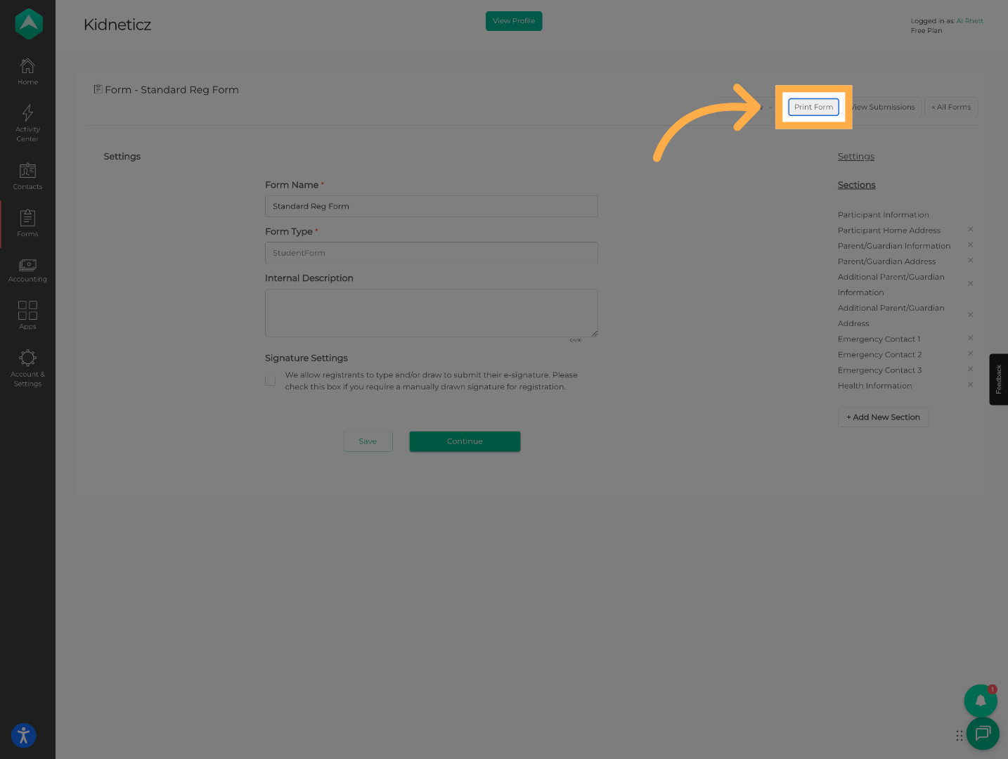 Initiate Form Printing
