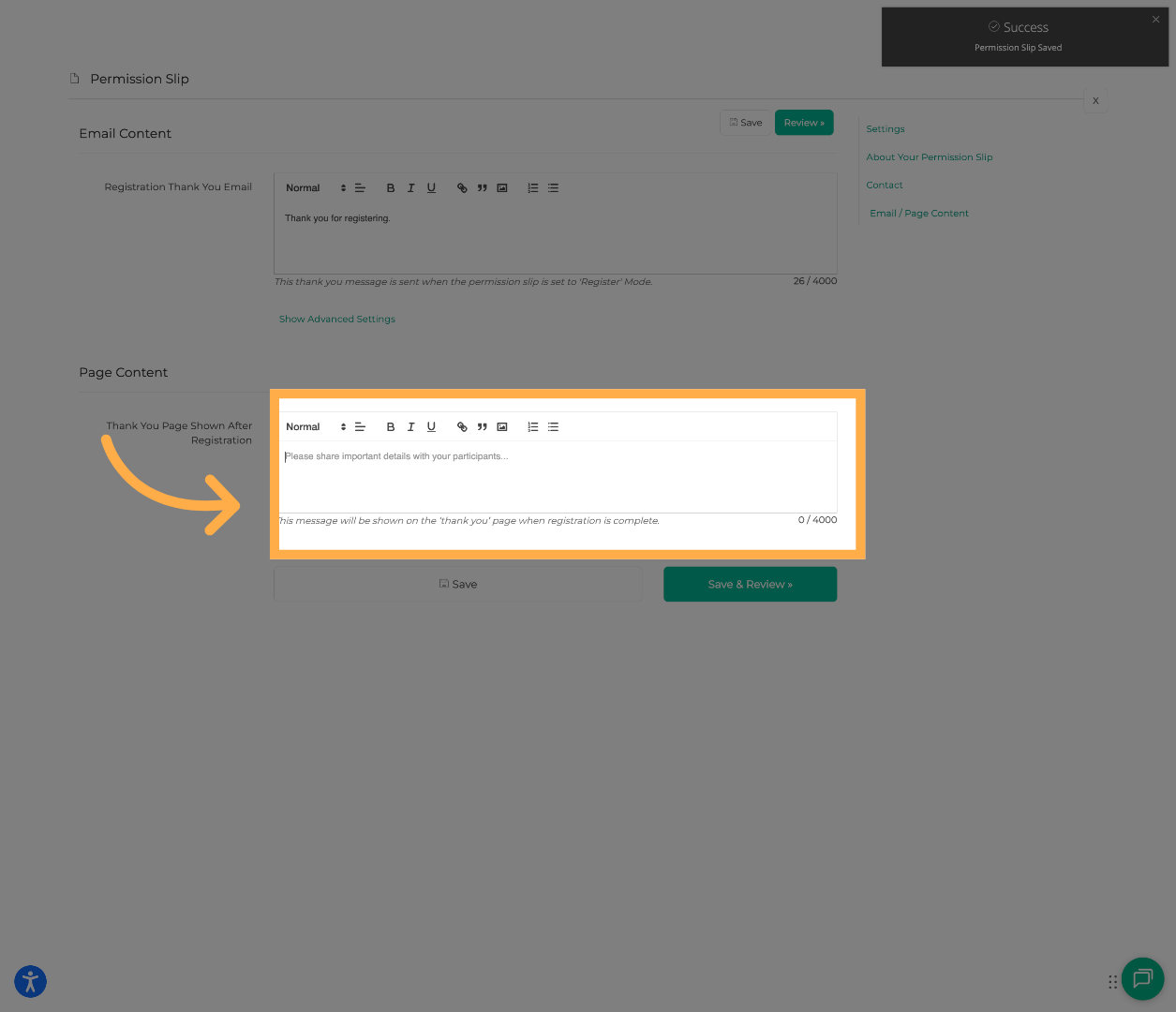 Access Confirmation Settings
