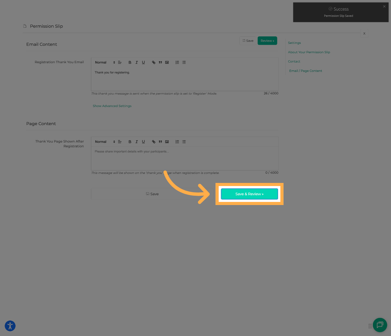 Save And Review Permission Slip