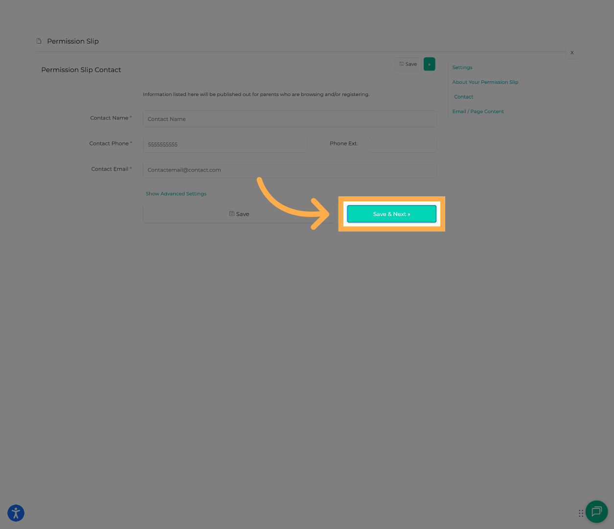 Save Contact Information