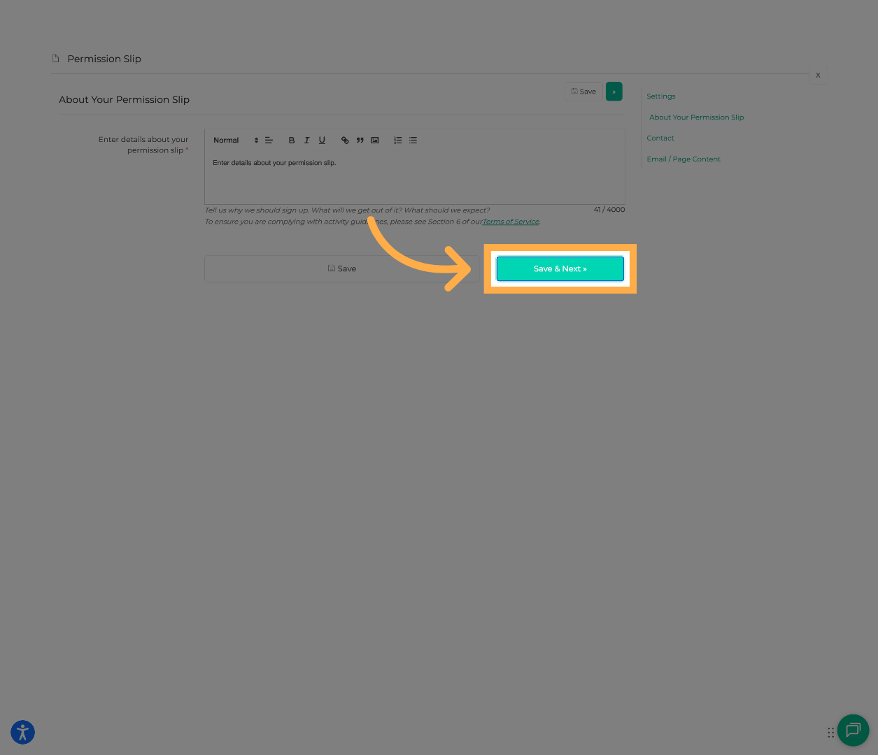 Save Details And Continue