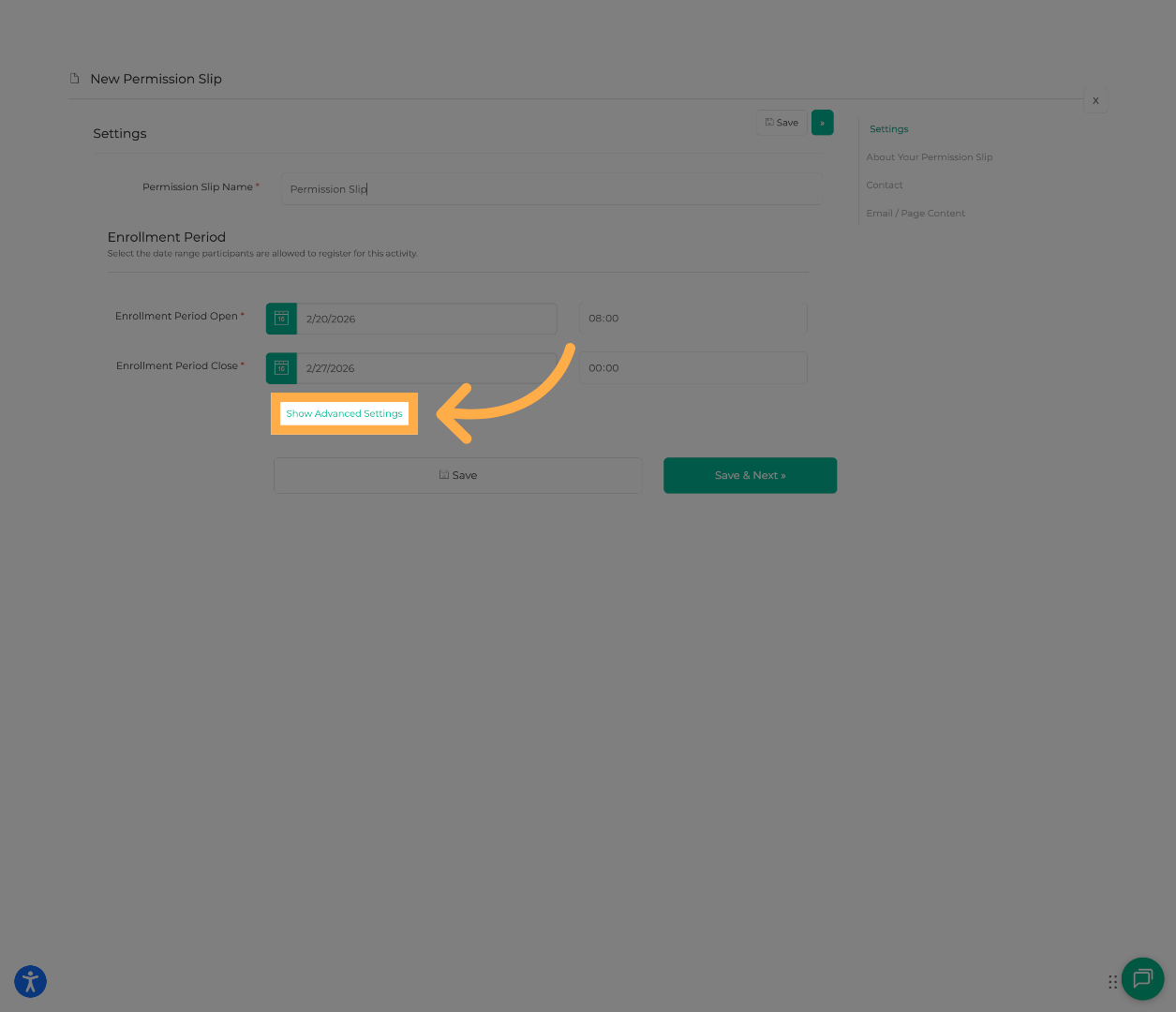 Open Advanced Settings