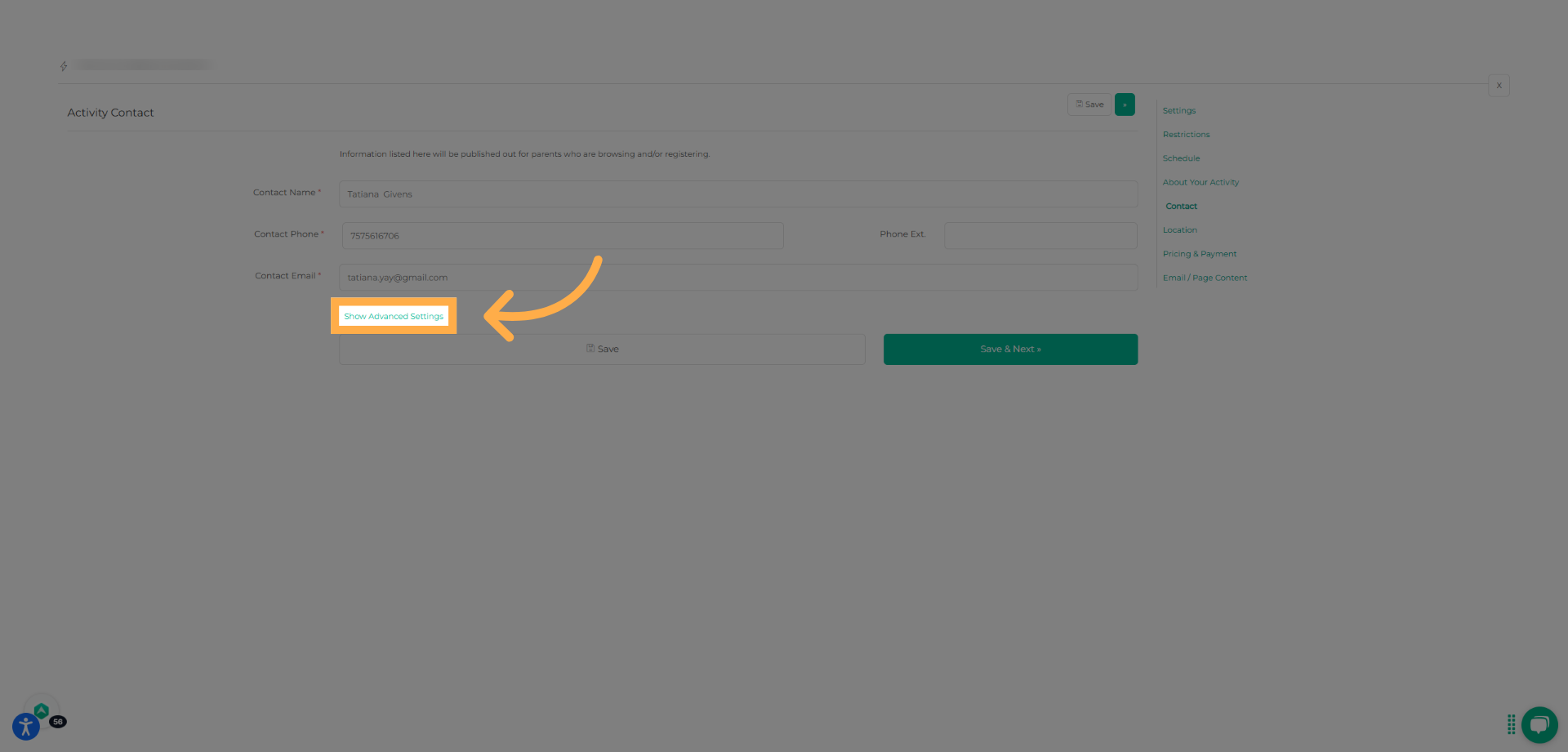 Click "Show Advanced Settings"