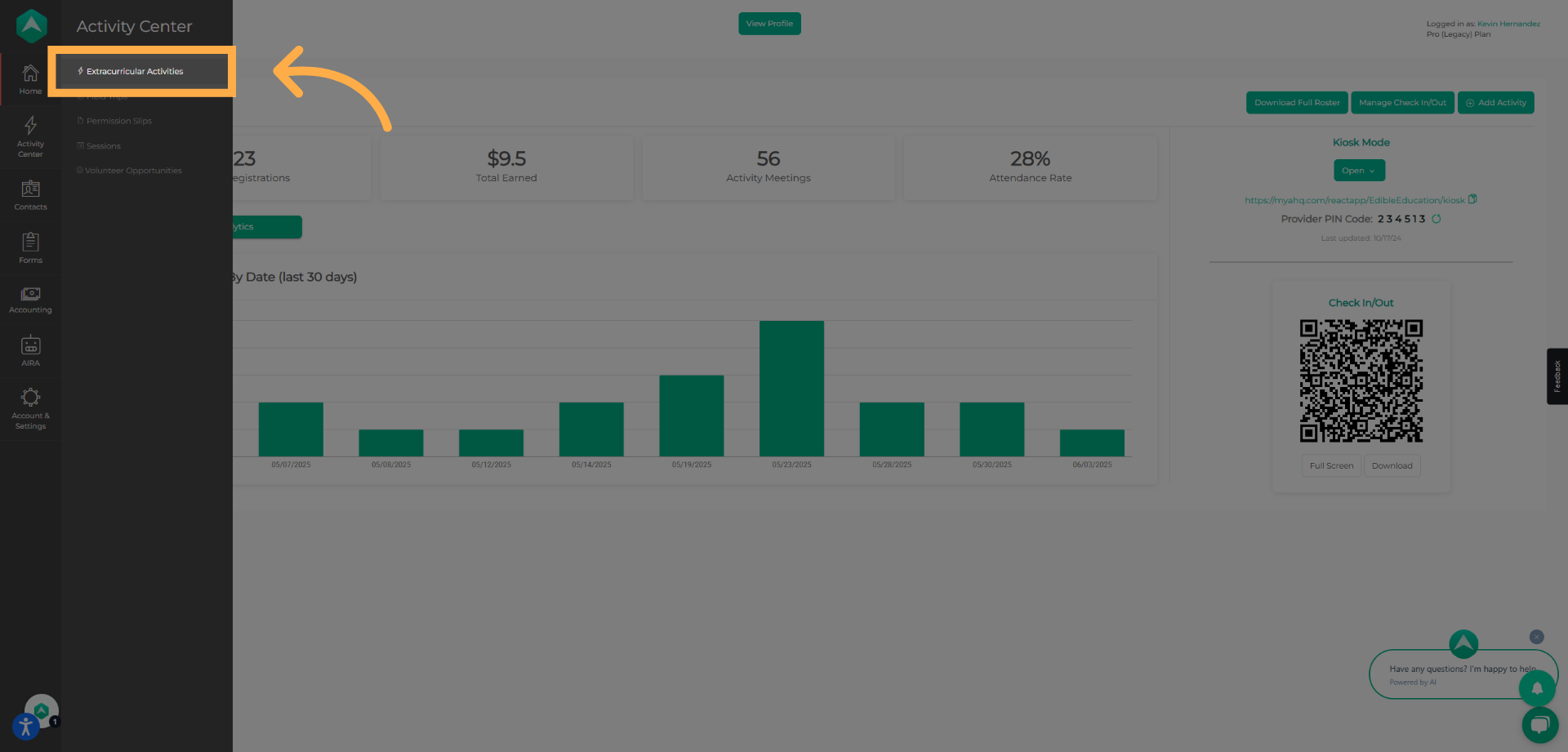 Click "Extracurricular Activities"