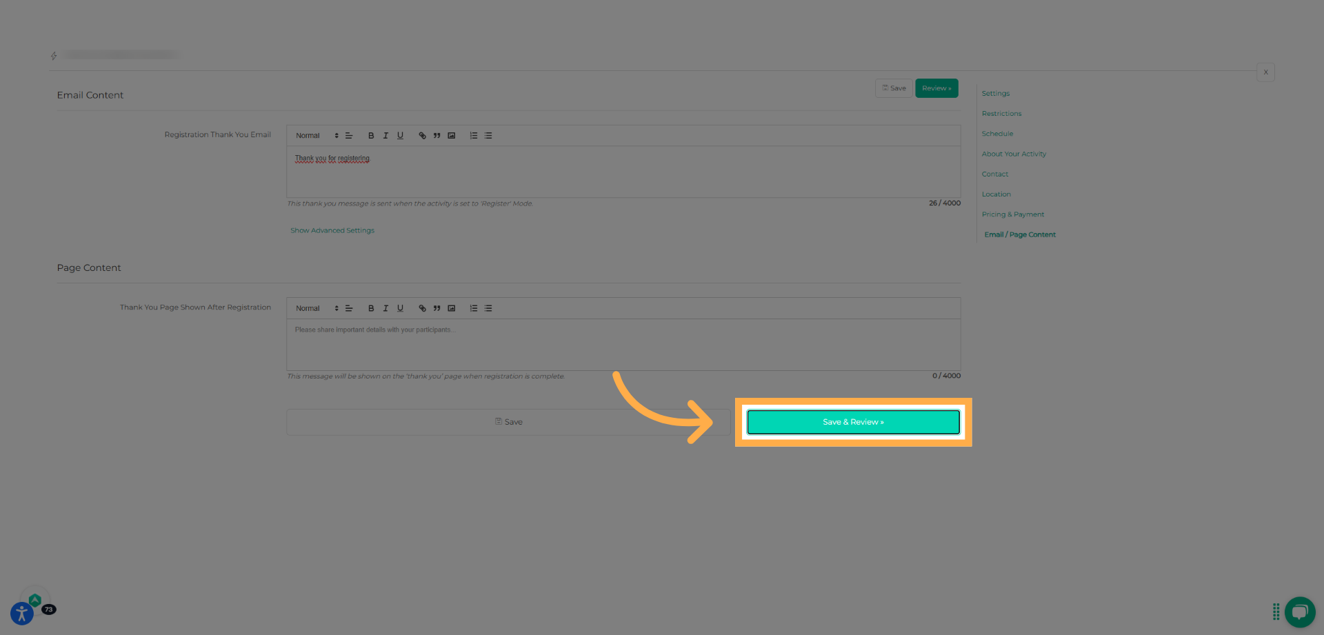 Click "Save & Review"