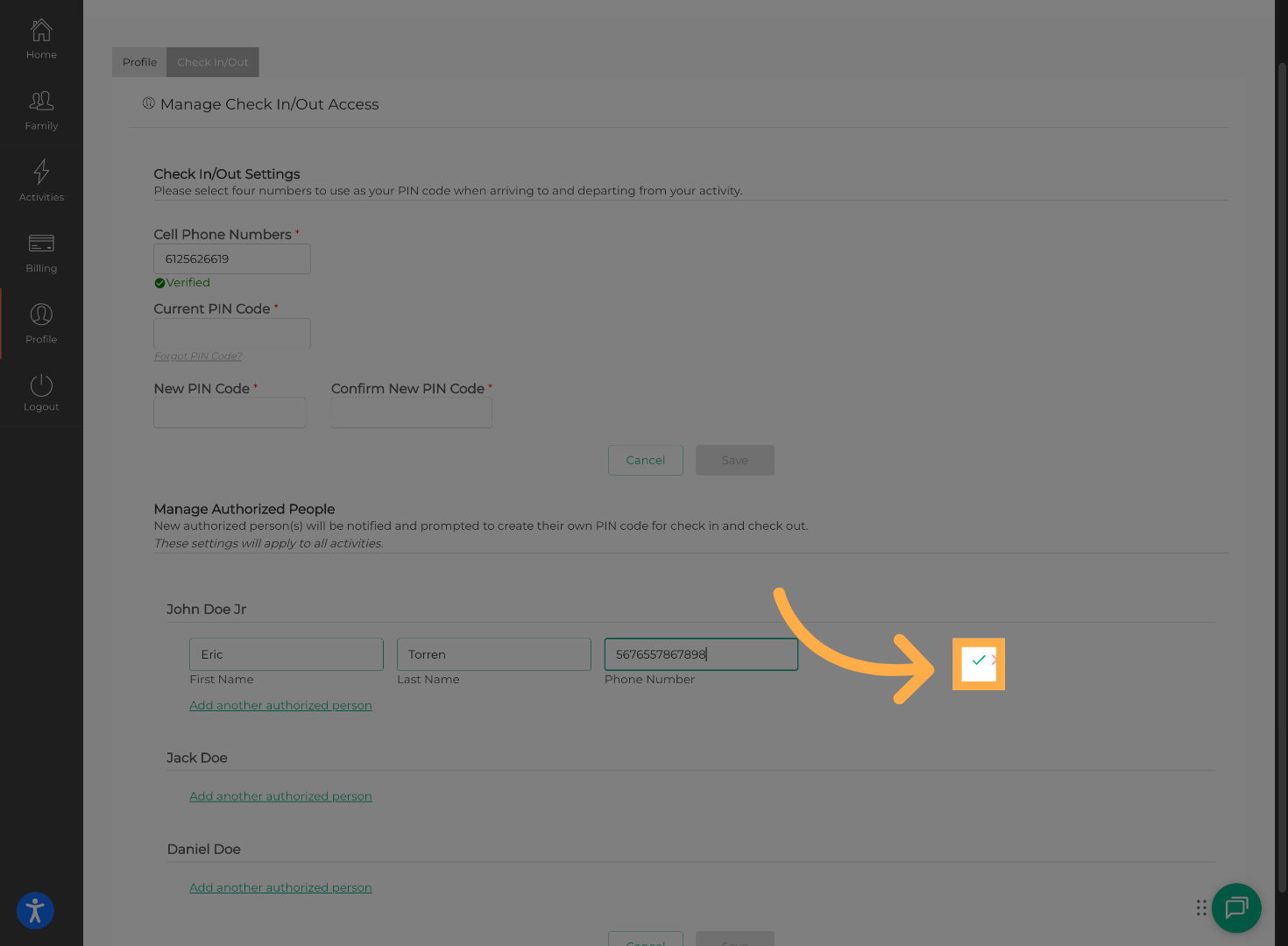Confirm Phone Number Entry