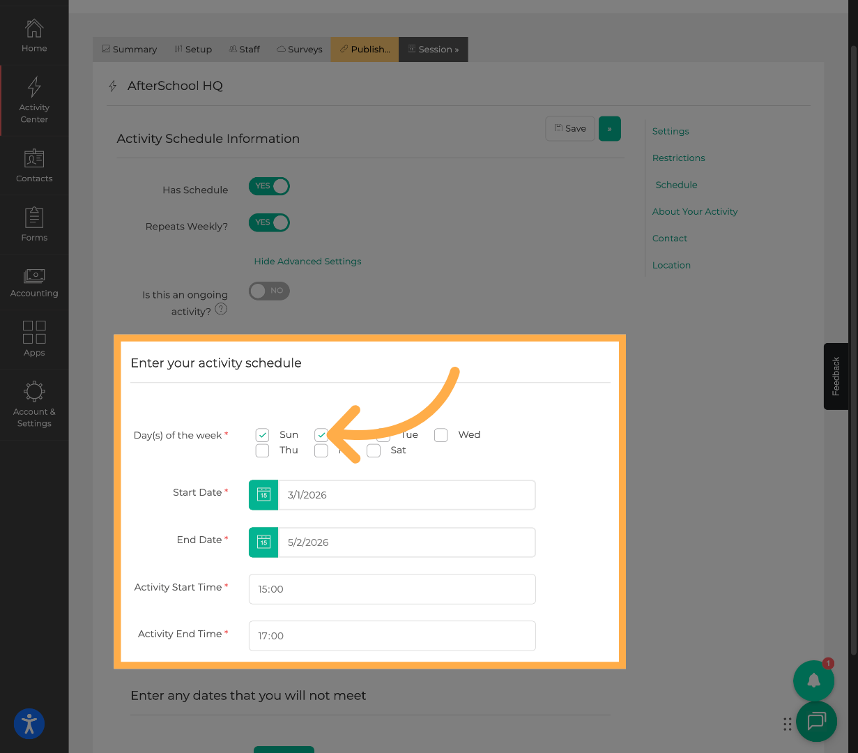 Choose your Schedule