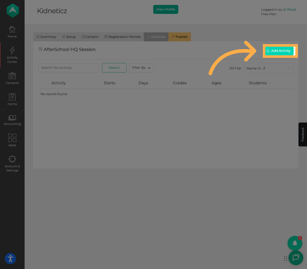Add an Activity to your session
