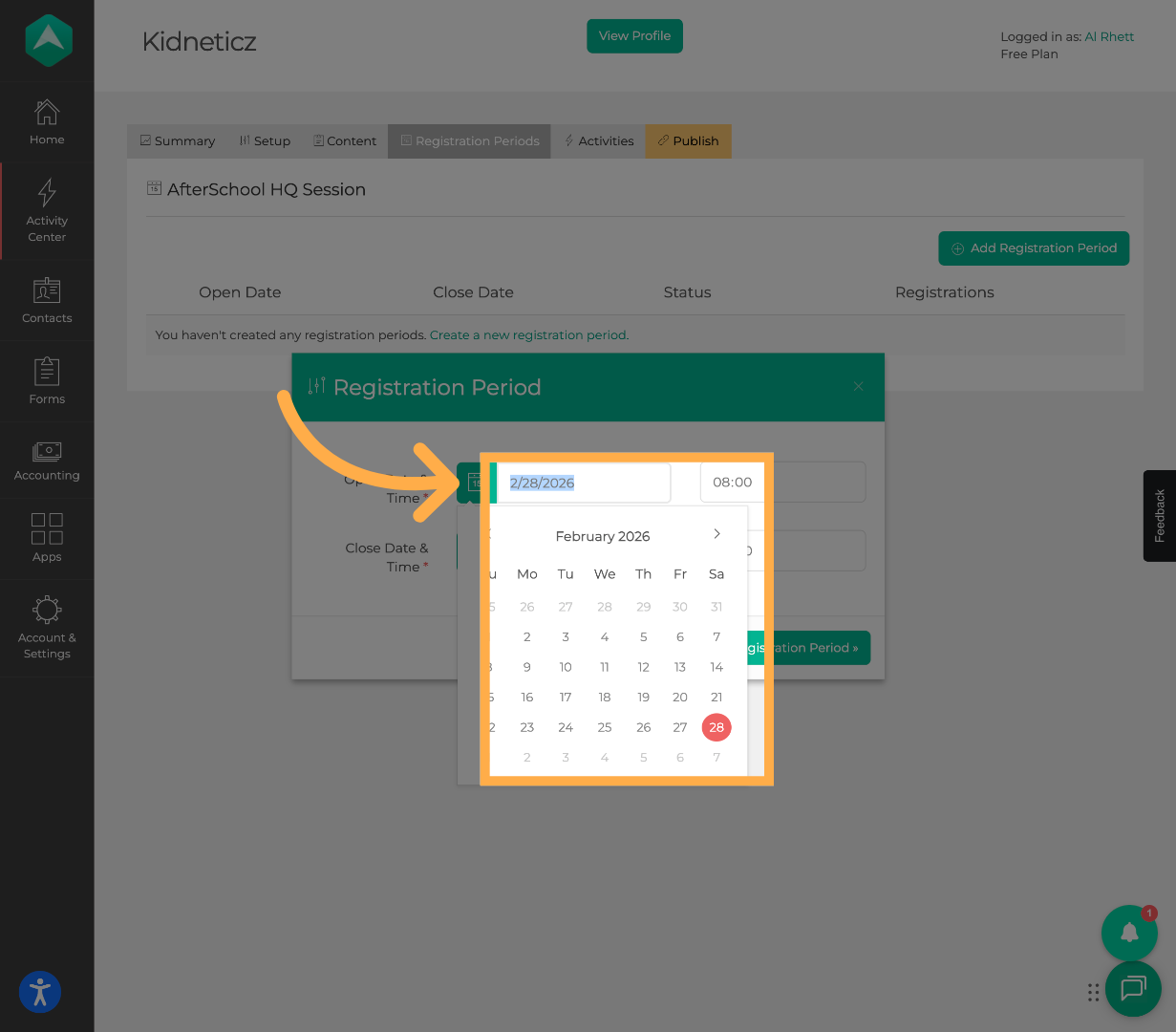 Select Start and End Date