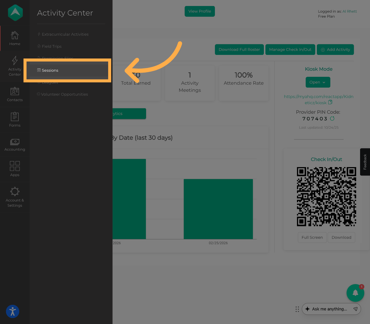 Access the Activity Center