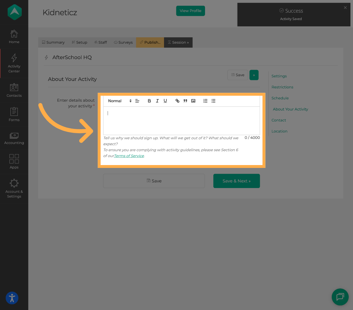 Add Activity Details