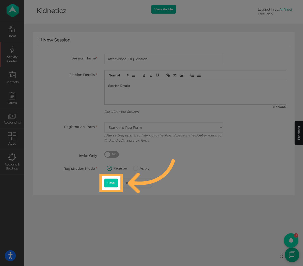 Save Session Settings