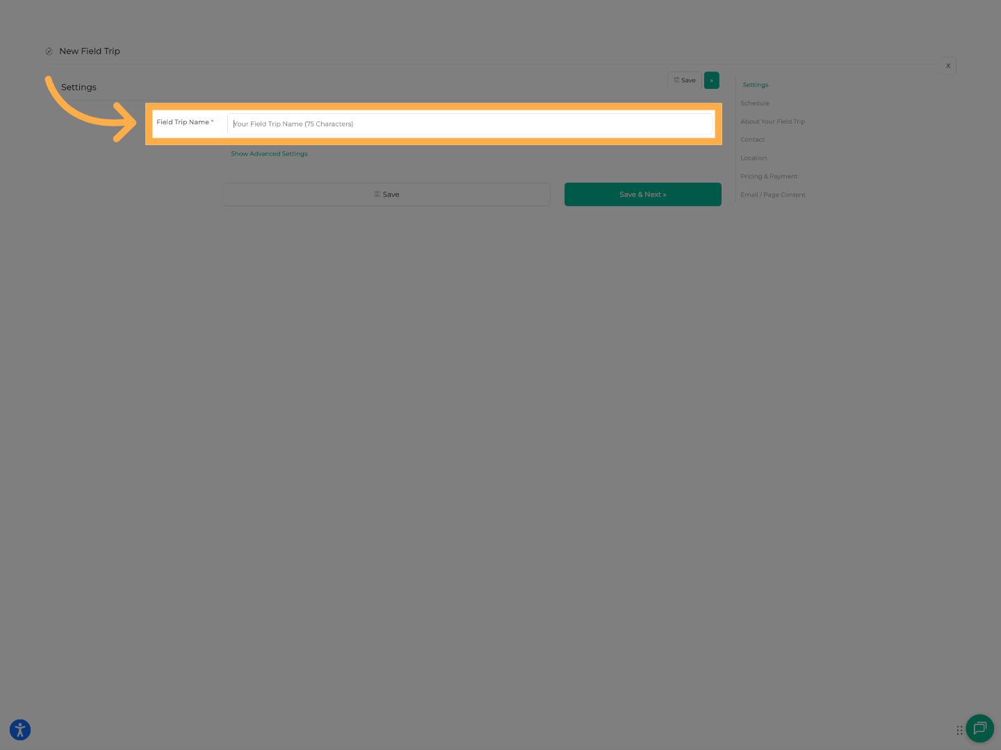 Enter Field Trip Name