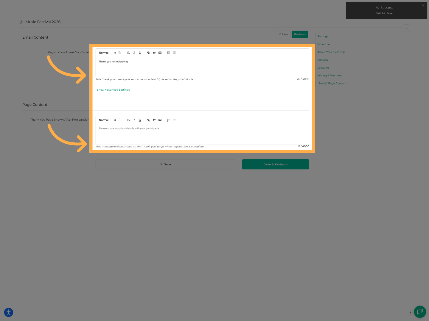 Access Confirmation Settings