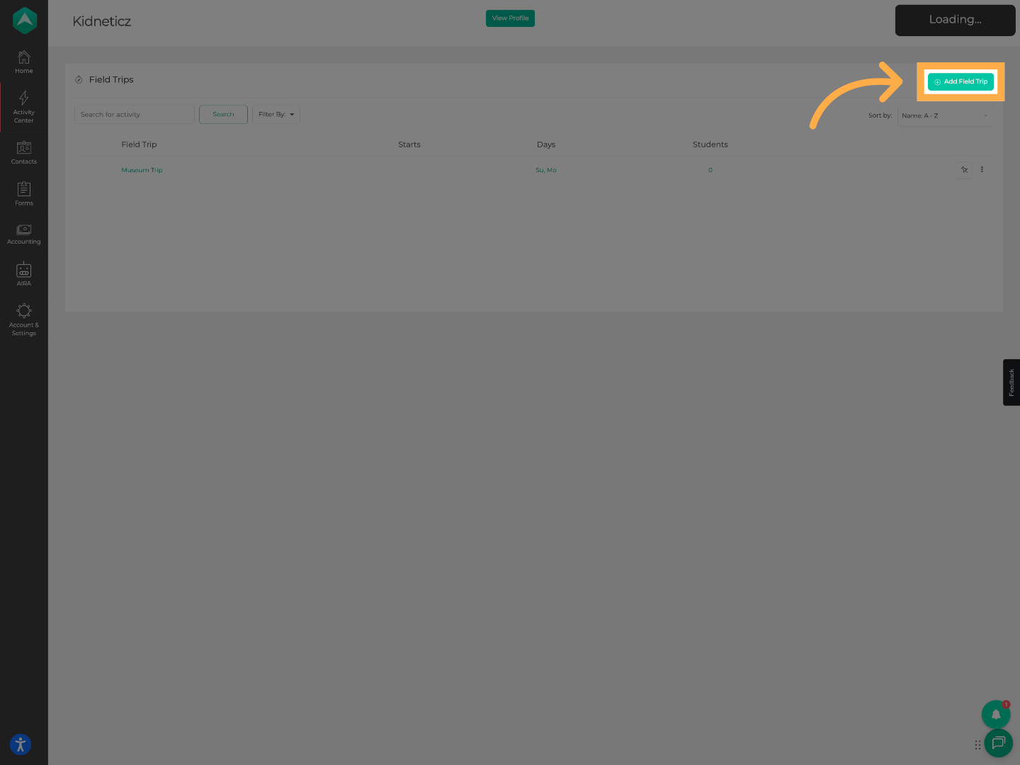 Select Add Field Trip