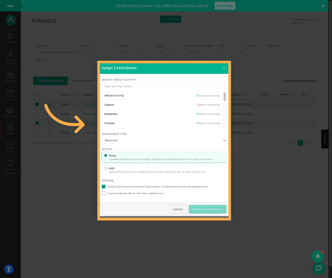 Search for Target Activity