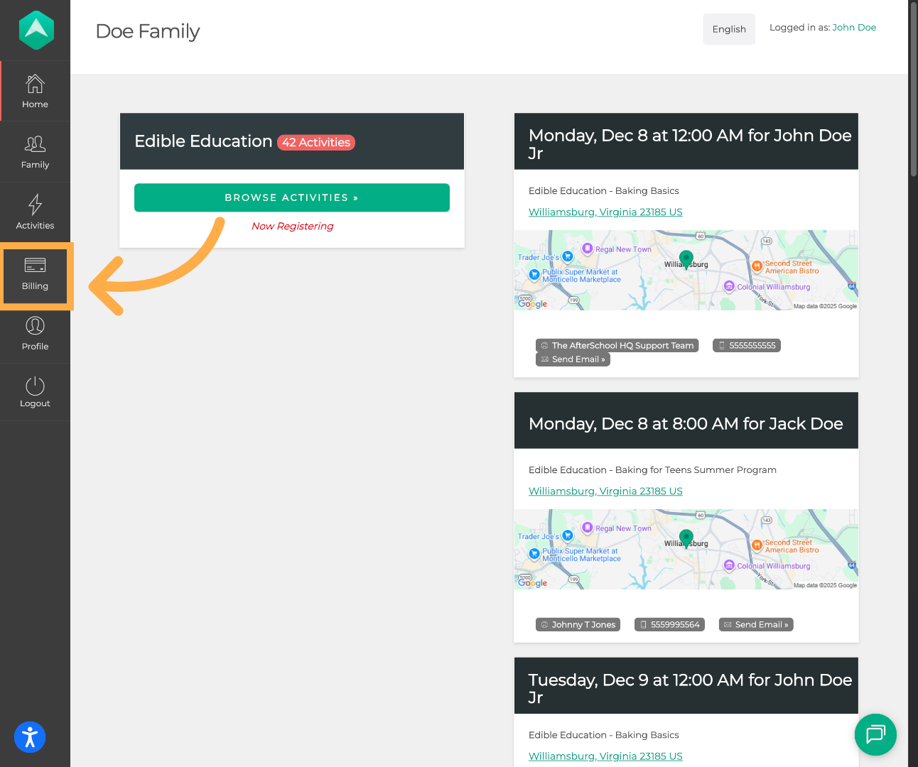 Access Billing Section
