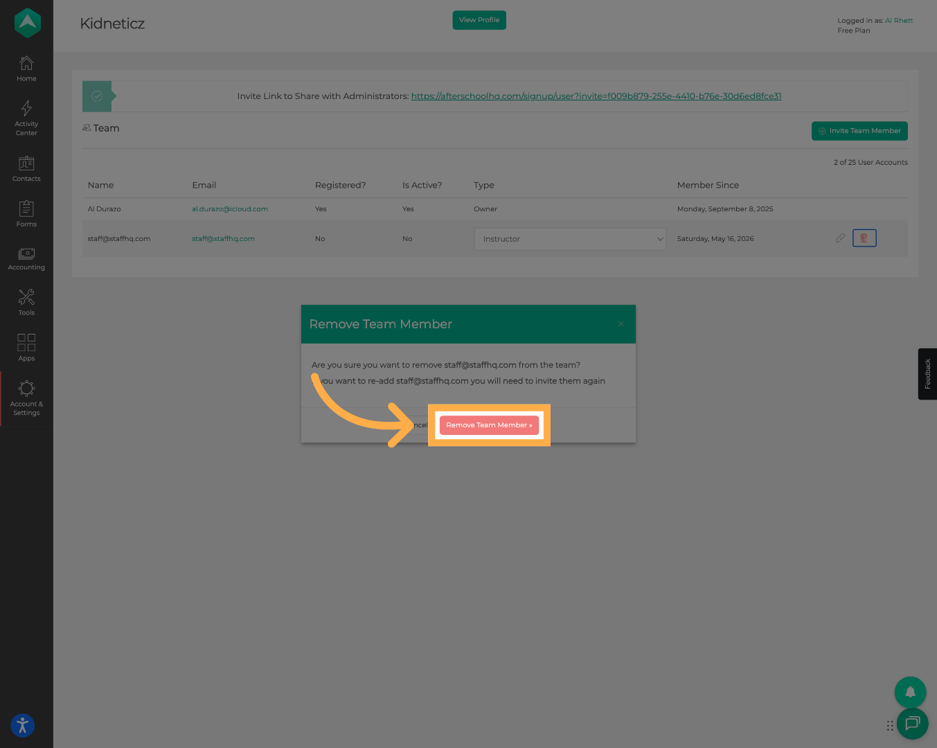 Remove Team Member