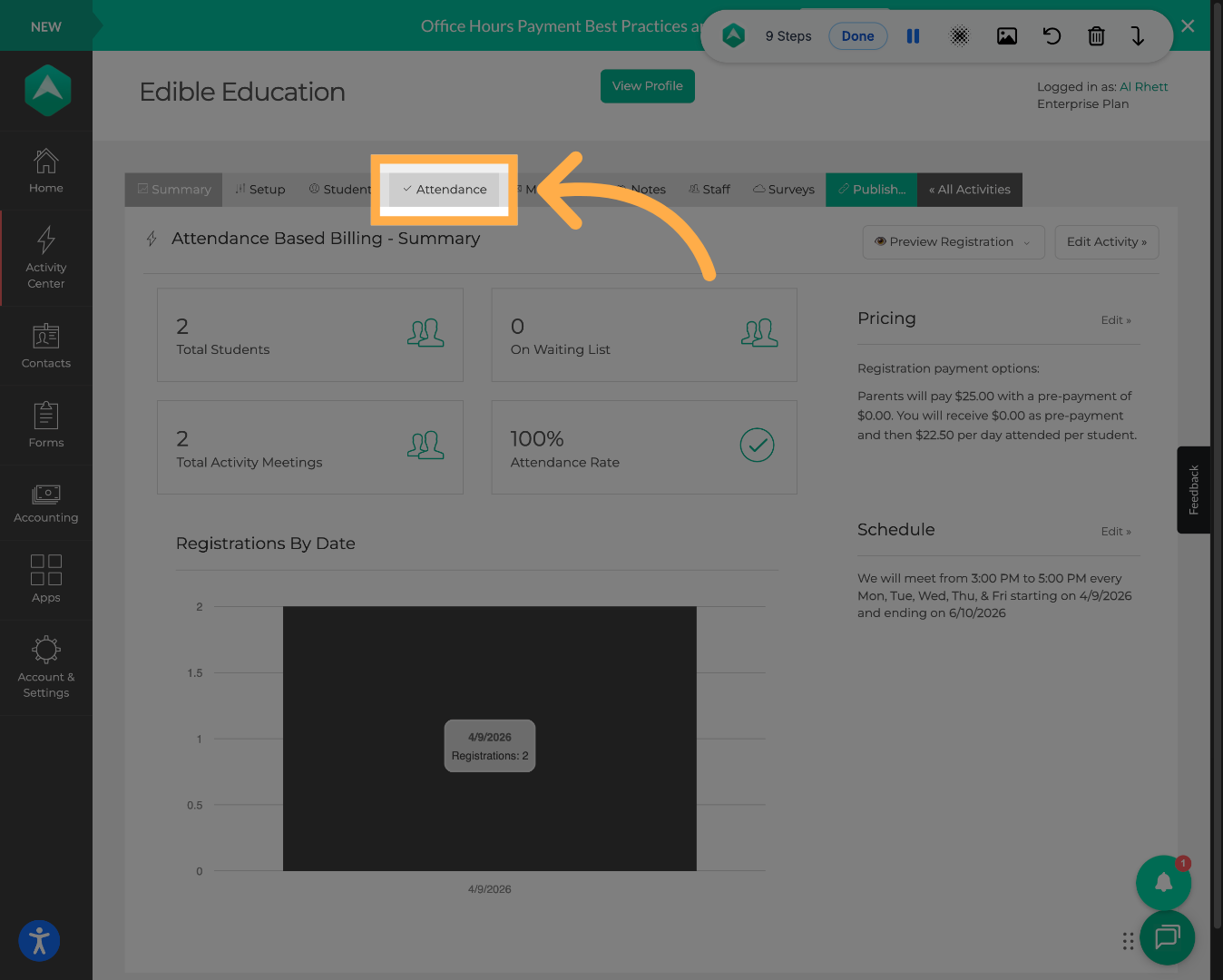 Open Attendance Section