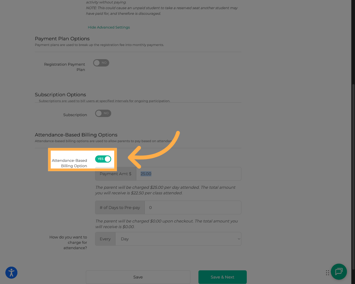 Select Attendance Fee