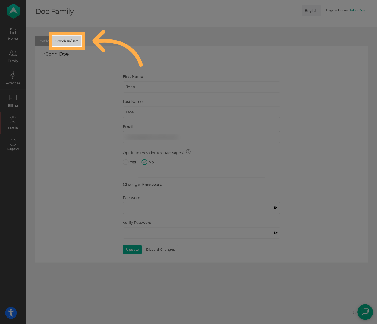 Access Check In/Out Settings